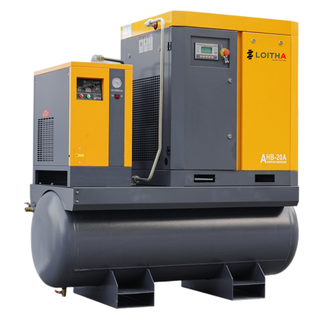 Tank Dryer mounted screw compressor, Tank mounted screw air compressor, Tank mounted air compressor