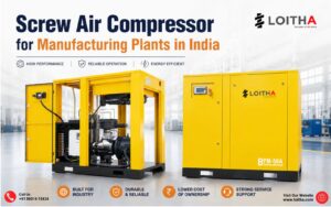 Screw Air Compressor for Manufacturing Plants in India By Loitha