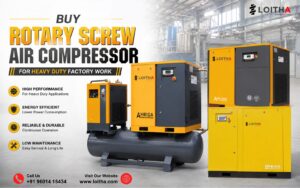 Buy Rotary Screw Air Compressor India For Heavy Duty Factory Work