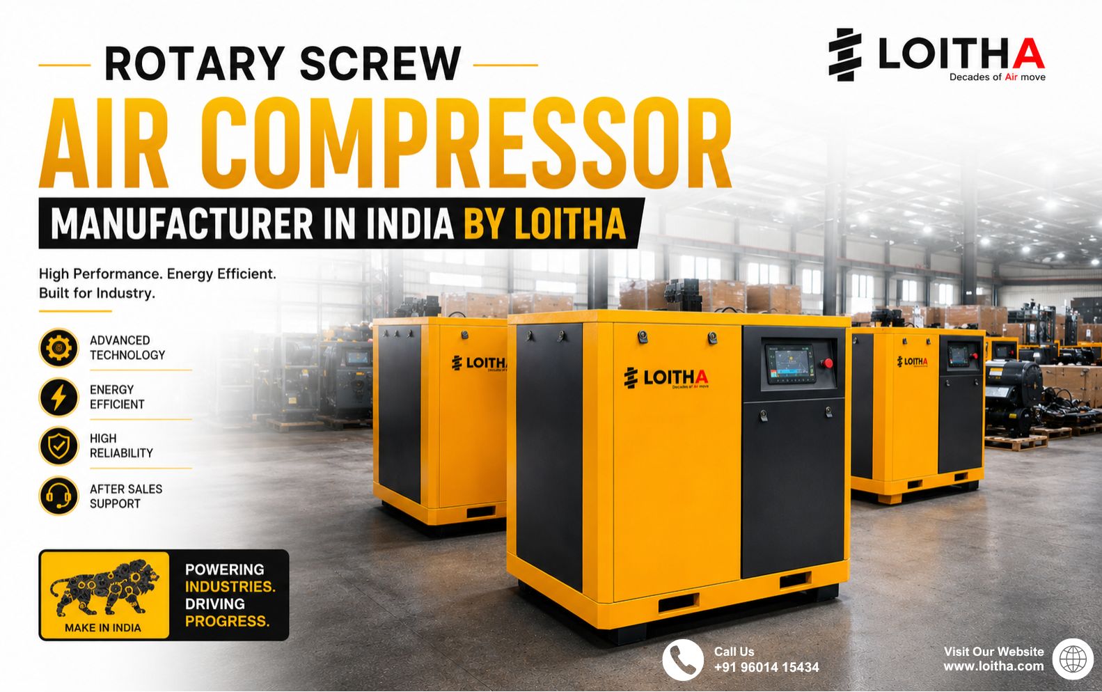 Rotary Screw Air Compressor Manufacturer in India by Loitha